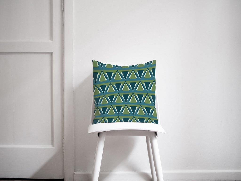 Green and Blue Art Deco Throw Pillow Cover