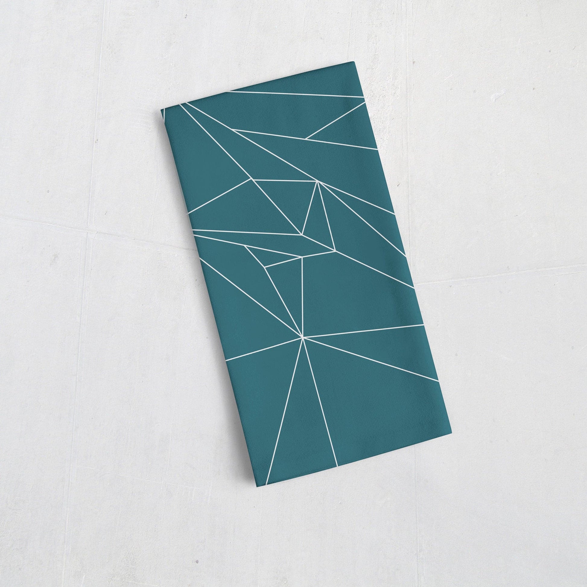 Teal Tea Towel with White Geometric Lines