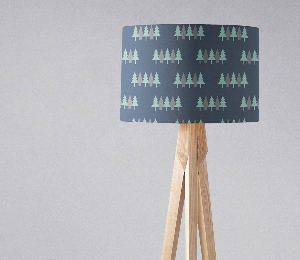 Dark Blue Scandinavian Forest Lampshade for Ceiling or Table