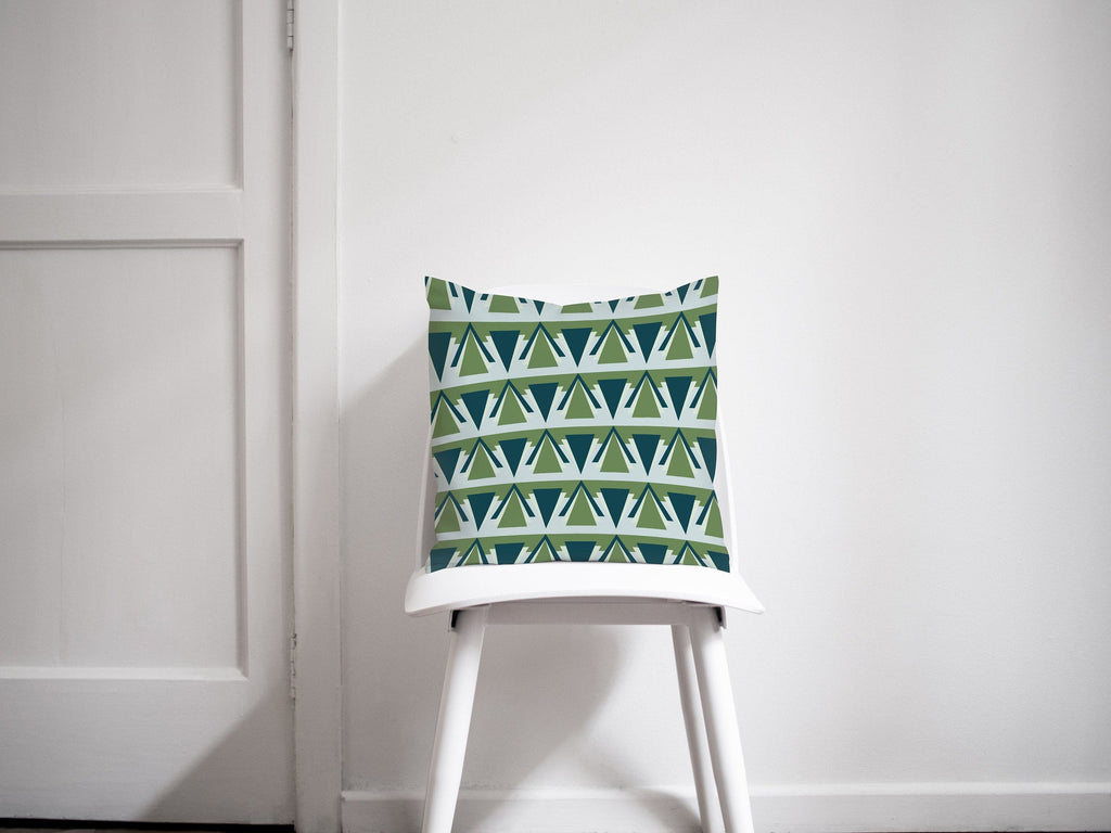 Green and Grey Art Deco Throw Pillow Cover