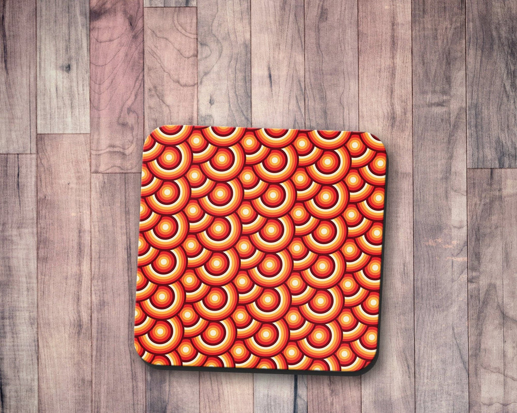 Orange Retro Circles Coasters Set of 4