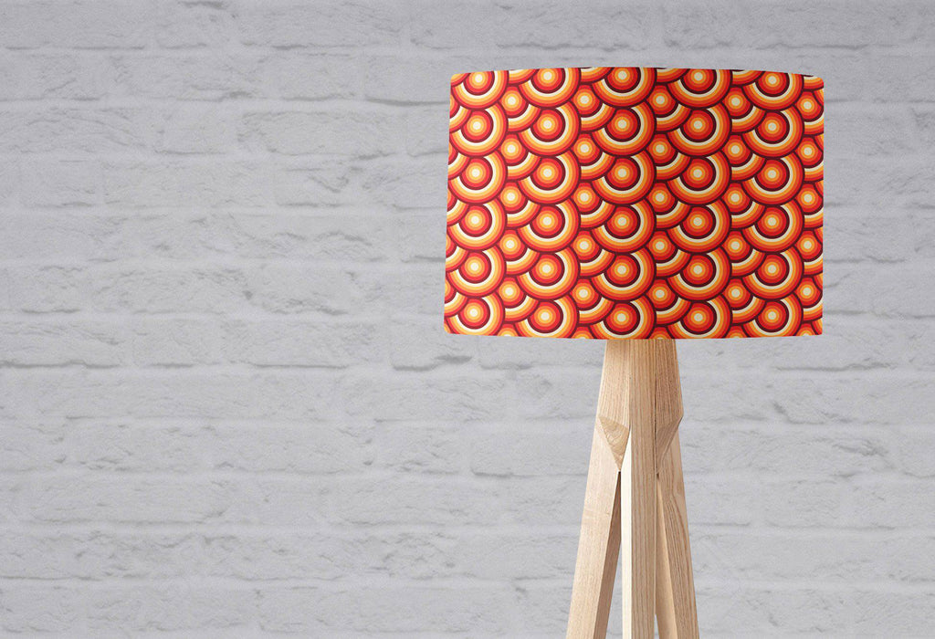 Orange and Brown Circles Retro 70s Lampshade for Table or Ceiling