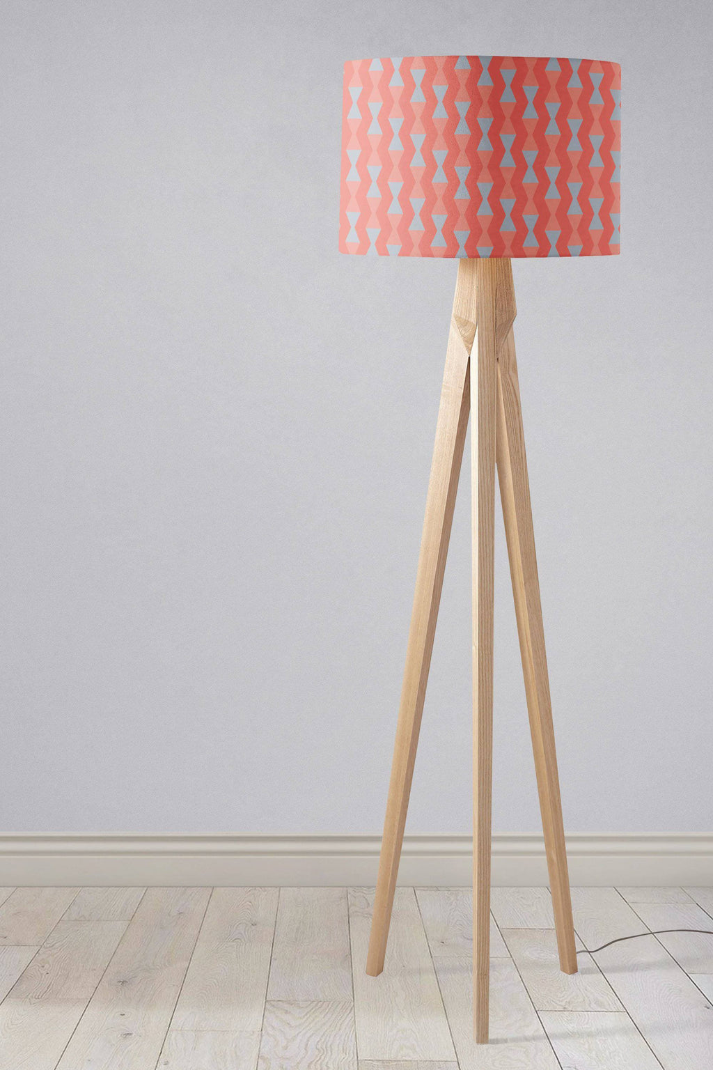 Coral and Grey Mid Century Modern Retro Lampshade
