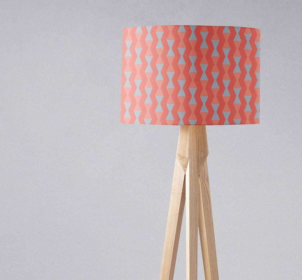 Coral and Grey Mid Century Modern Retro Lampshade