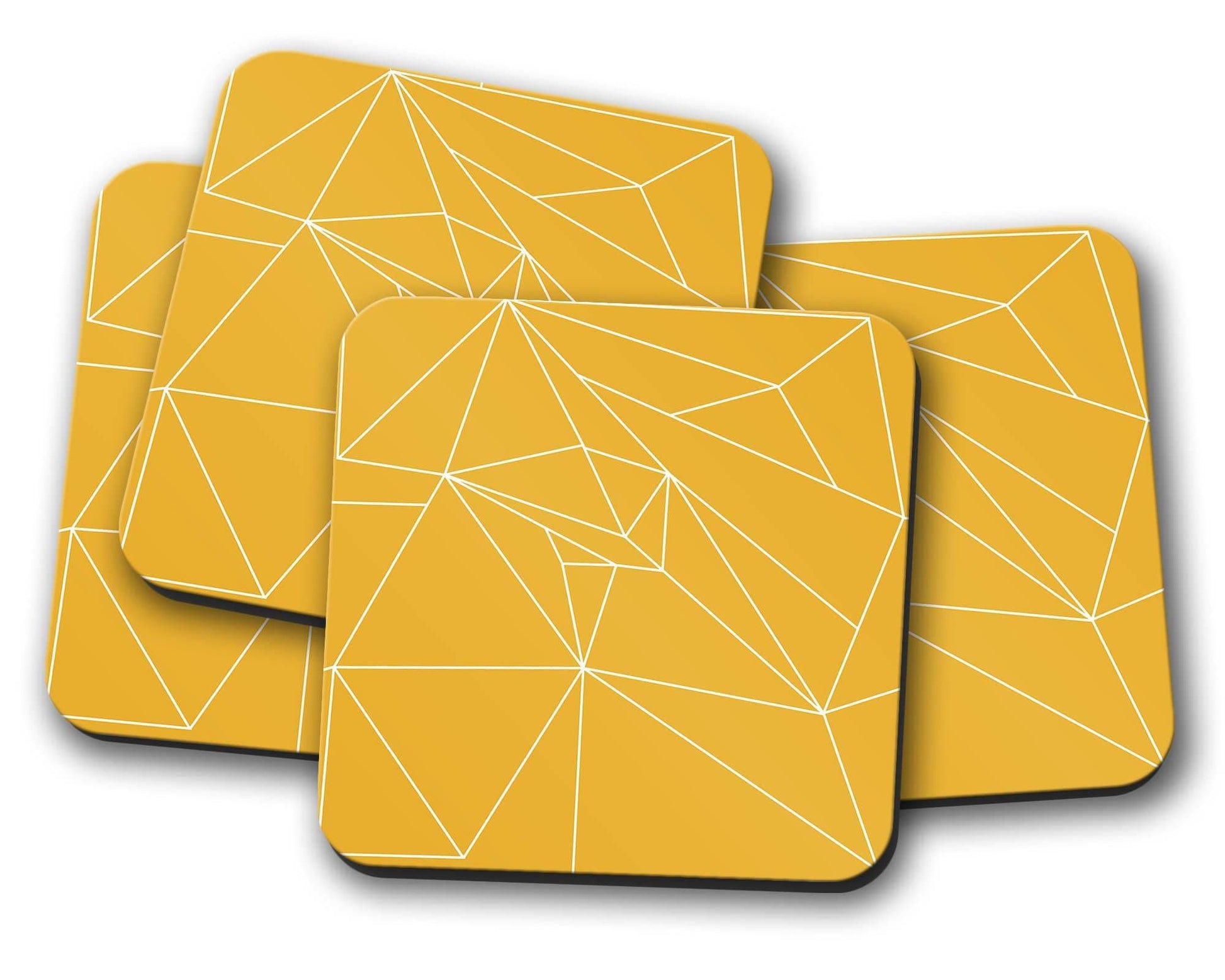 Yellow and White Geometric Coasters Set of 4