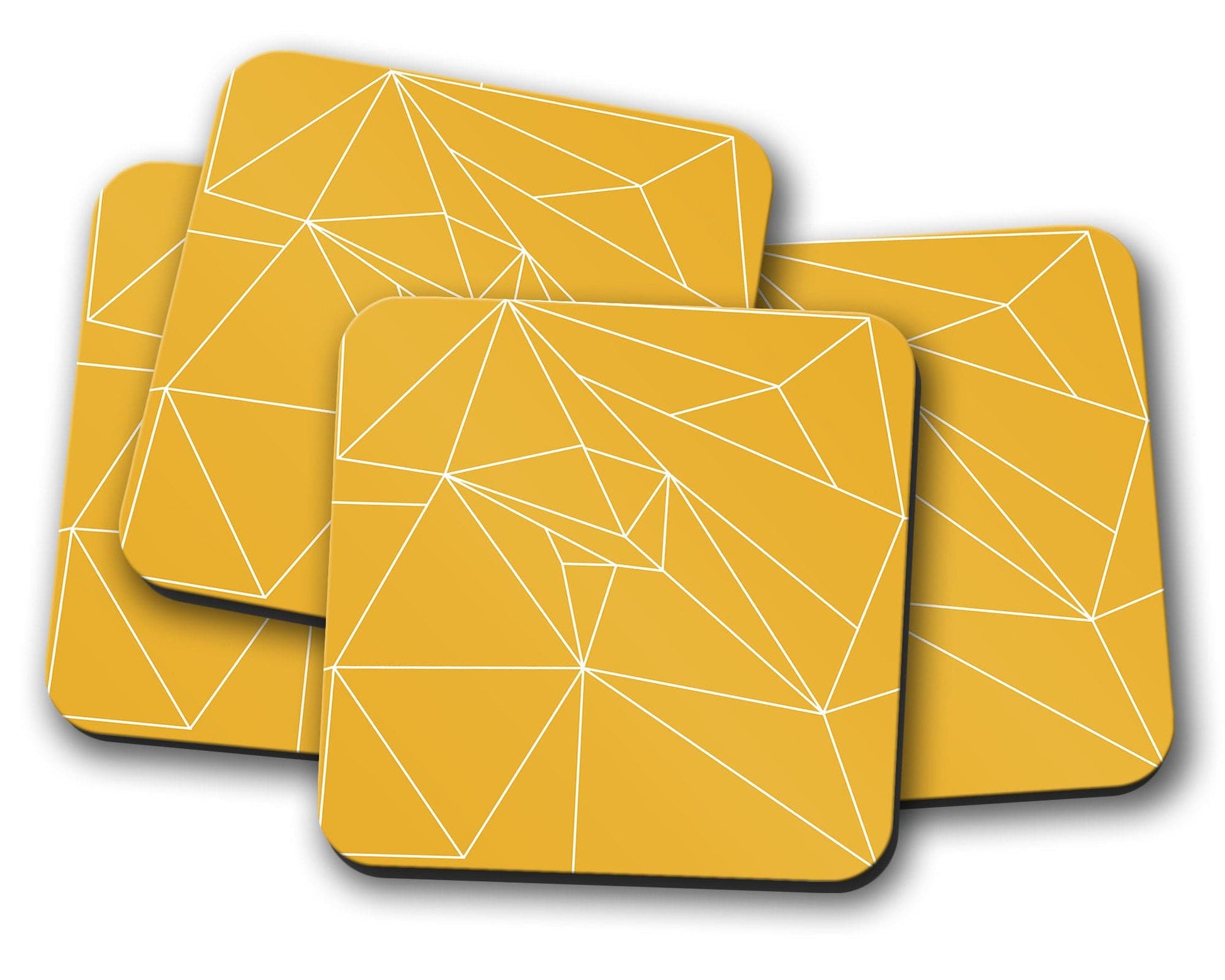 Yellow and White Geometric Coasters Set of 4