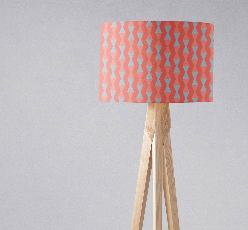 Coral and Grey Mid Century Modern Retro Lampshade