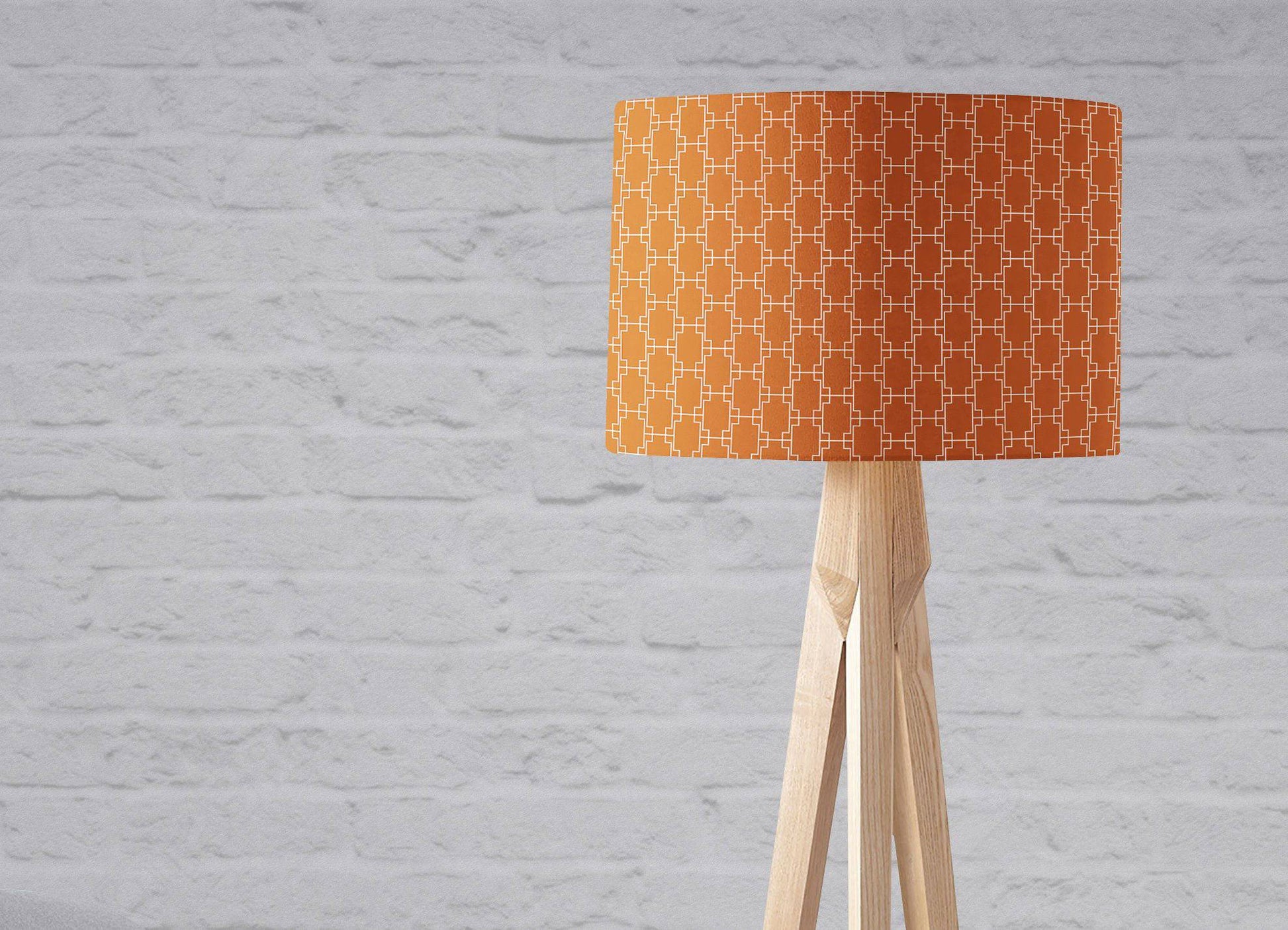 Dark Orange Lampshade with White Geometric Design