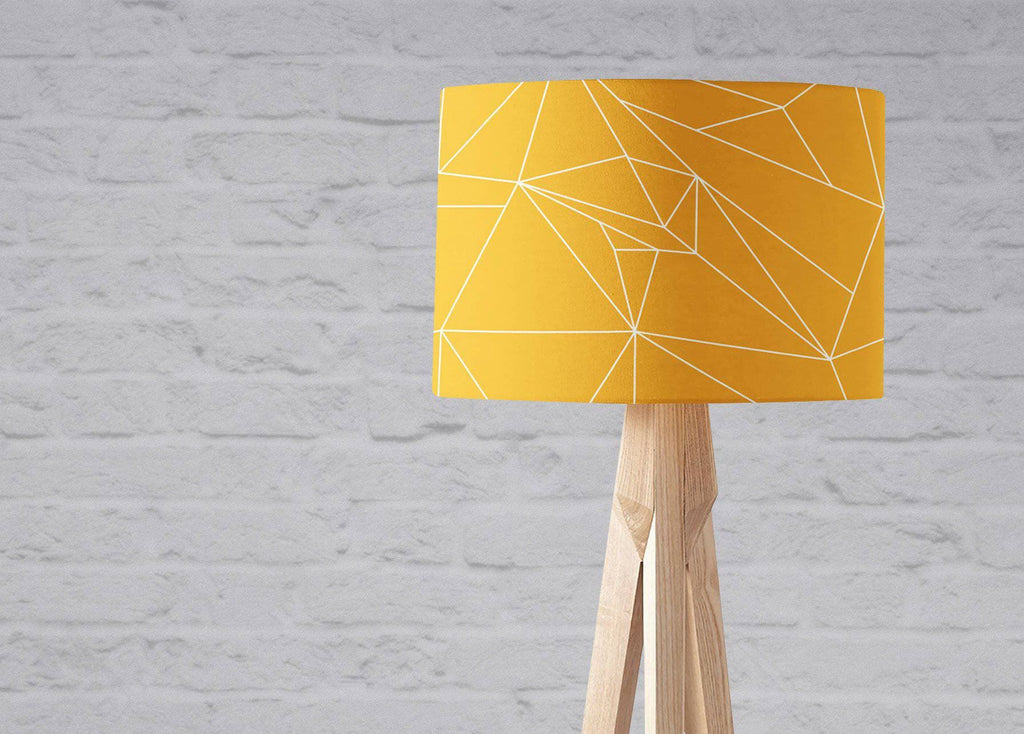 Yellow Lampshade with White Geometric Lines