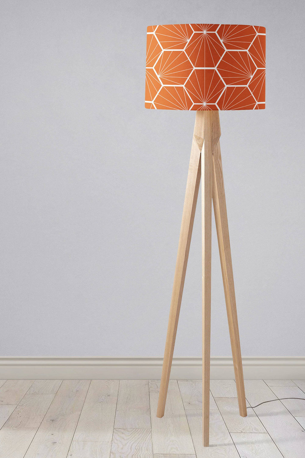 Orange Lampshade with White Hexagon Design for Ceiling or Table