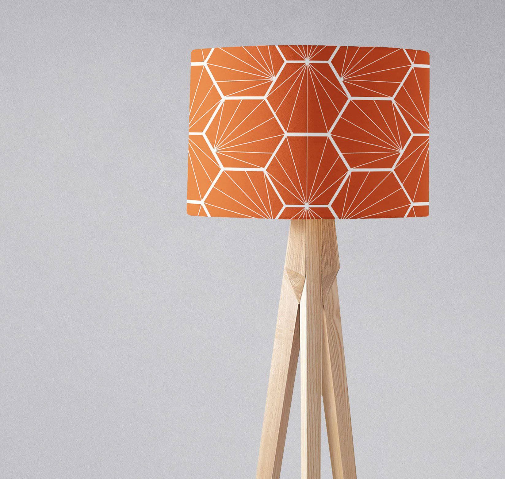 Orange Lampshade with White Hexagon Design for Ceiling or Table