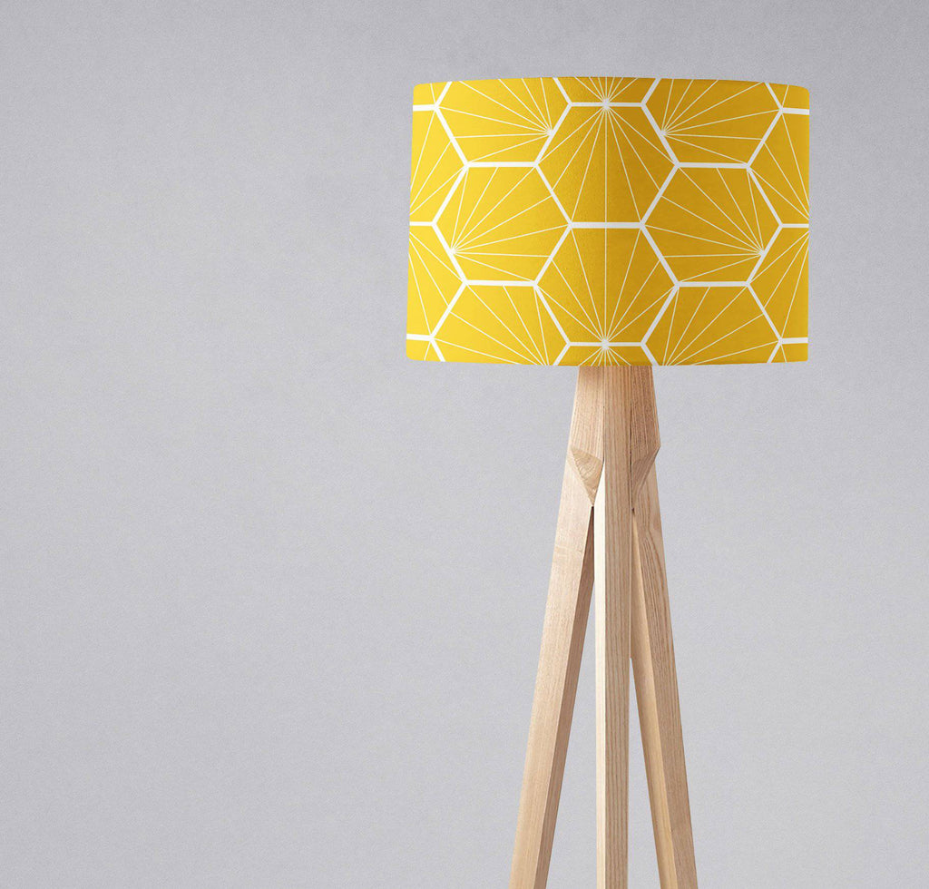 Yellow Lampshade with White Hexagon Design for Table and Ceiling Lamps