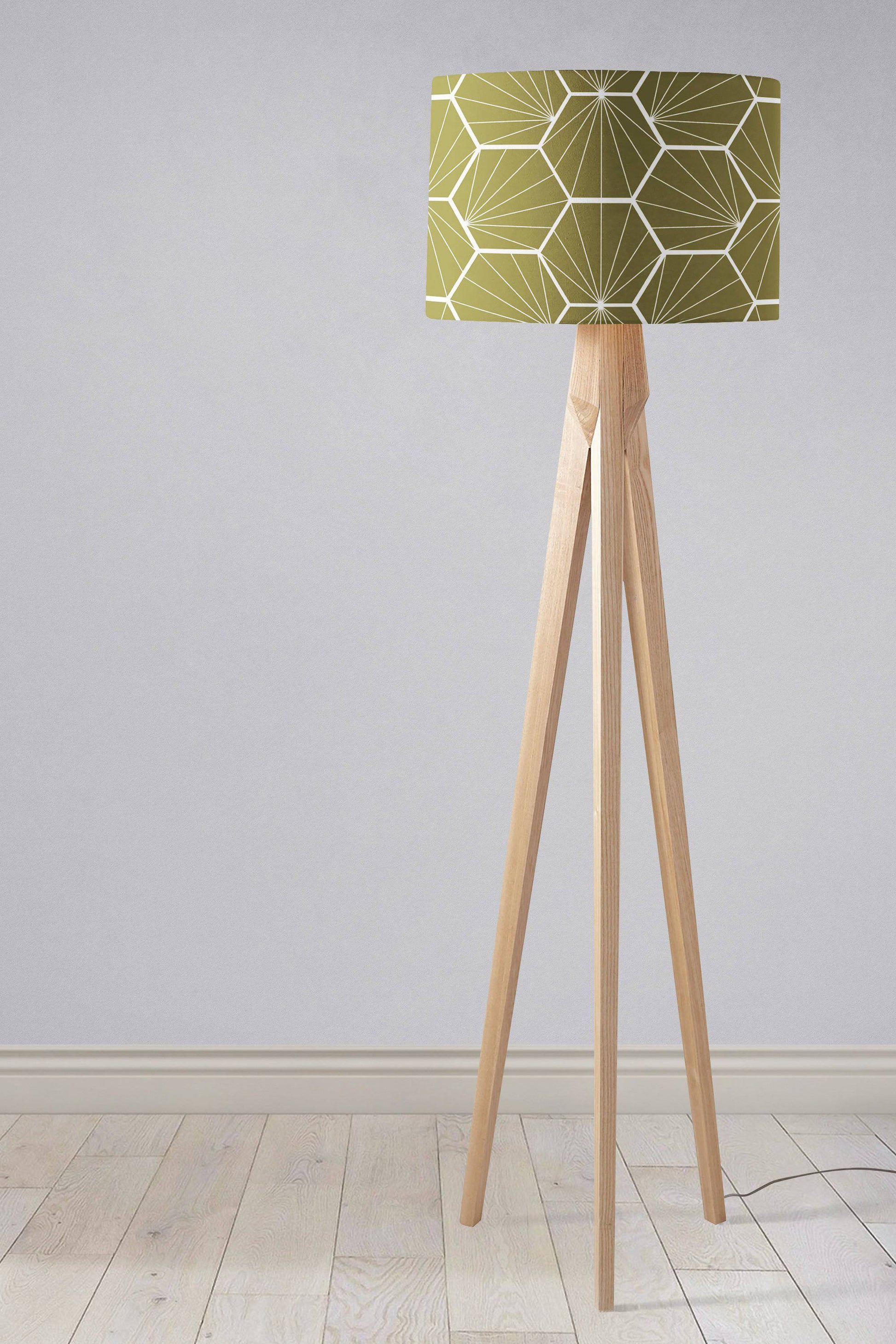 Olive Green Hexagon Geometric Lampshade for Table or Ceiling