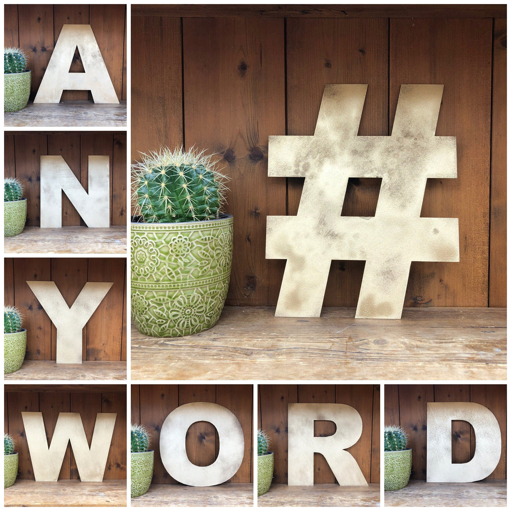 Rustic Gold Metal Letters 12 inch and 5 inch