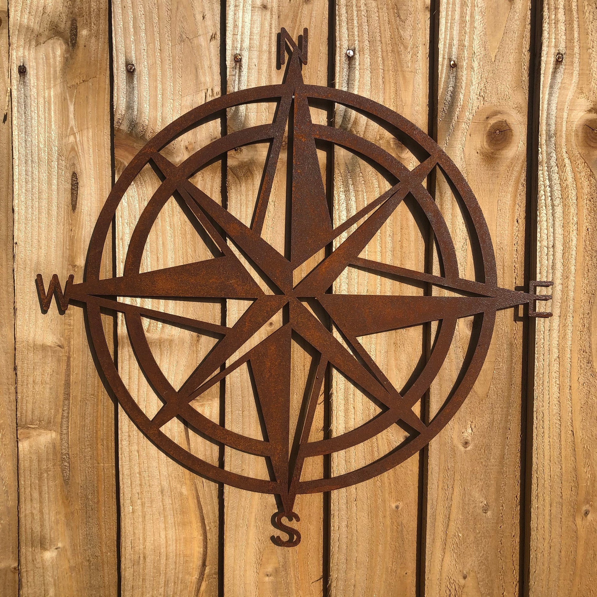 Rusty Metal Compass Wall Sign 50cm