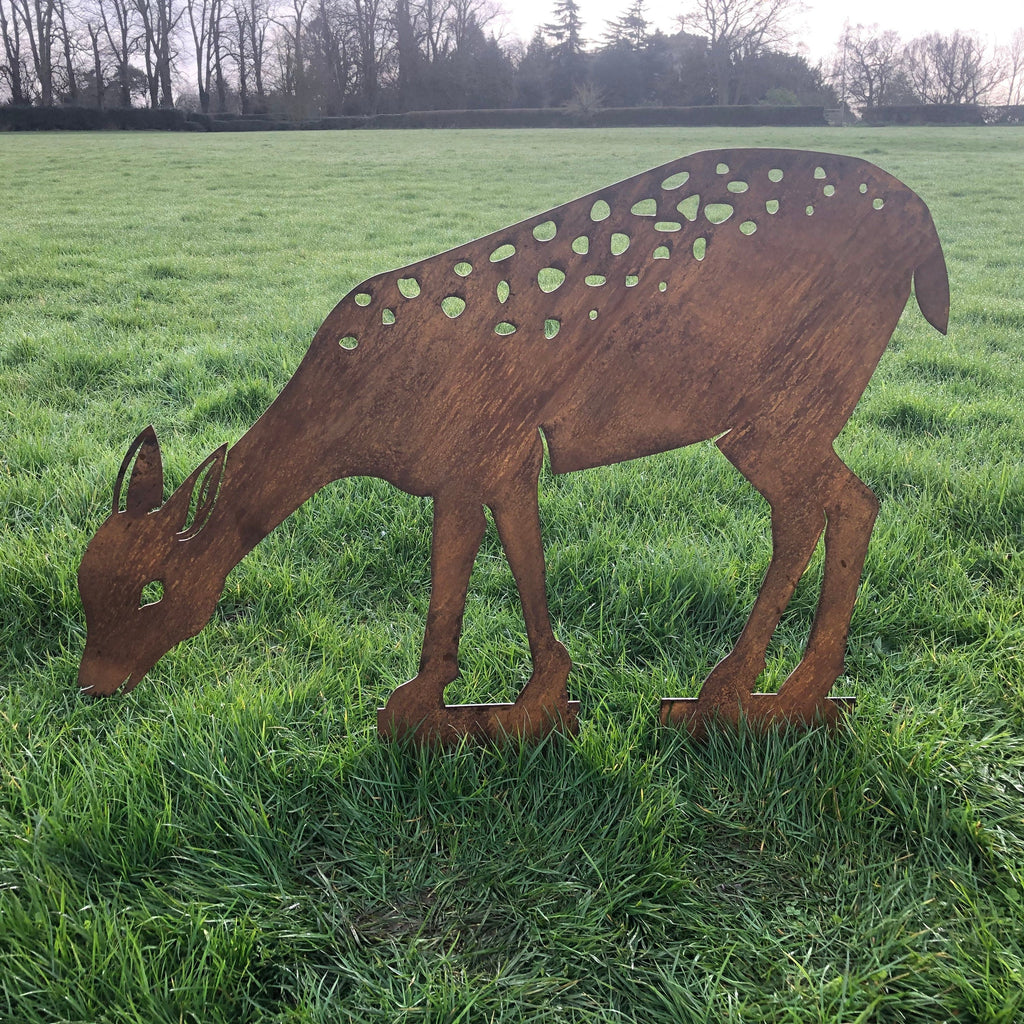 Rusty Metal Deer Garden Statue