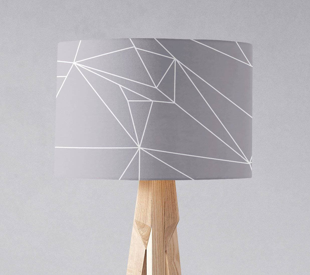 Grey Geometric Lampshade with White Lines