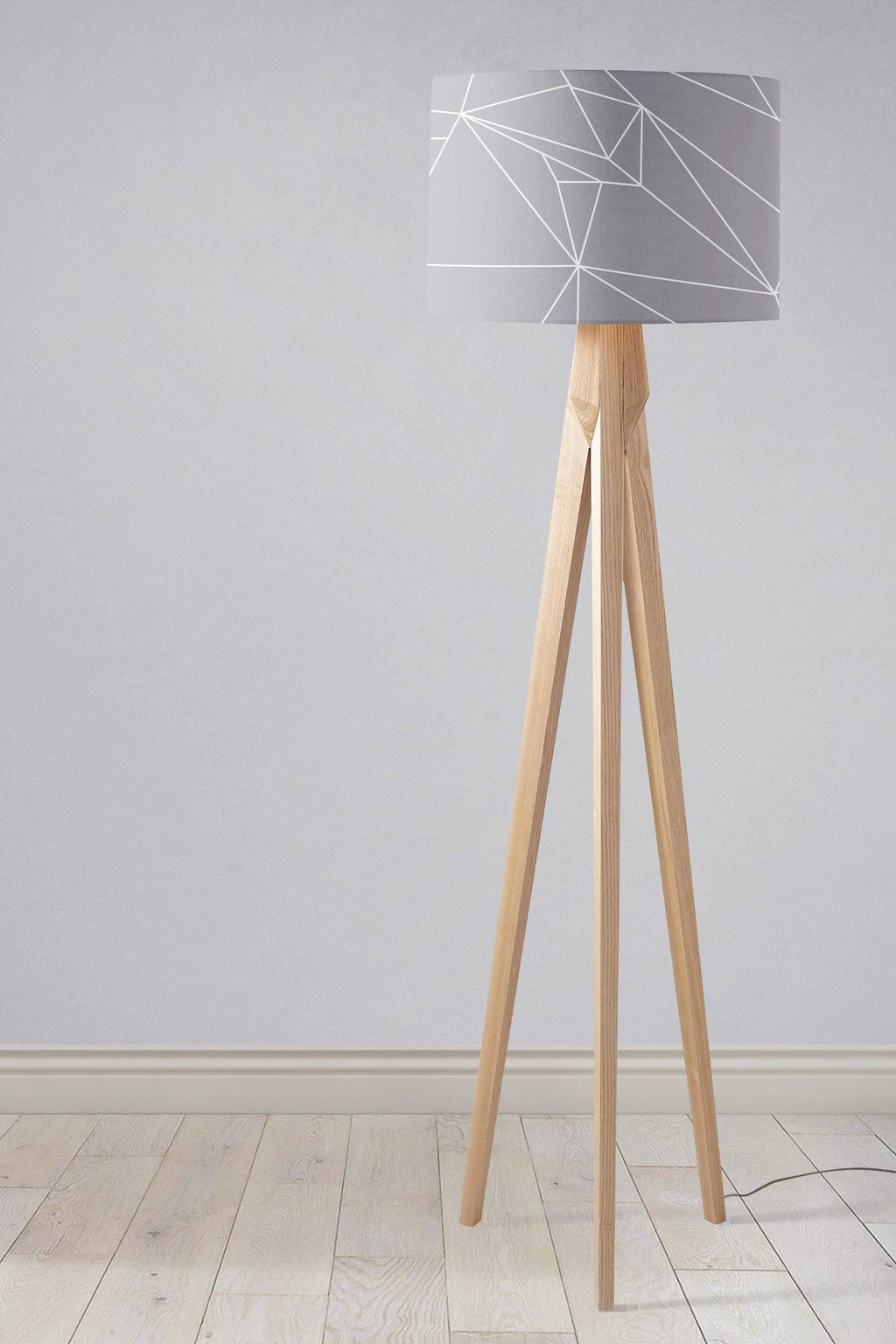 Grey Geometric Lampshade with White Lines