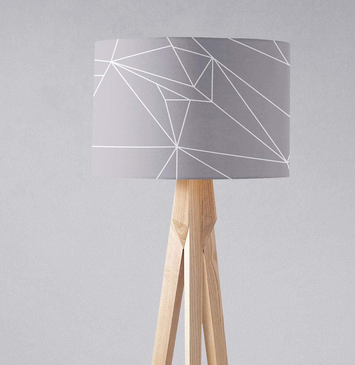 Grey Geometric Lampshade with White Lines