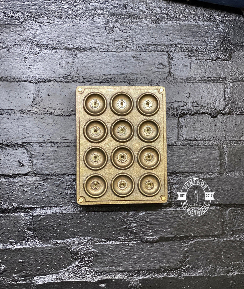 12 Gang 2 Way Bronze Cast Metal Surface Mount Light Switch Vintage Industrial Style
