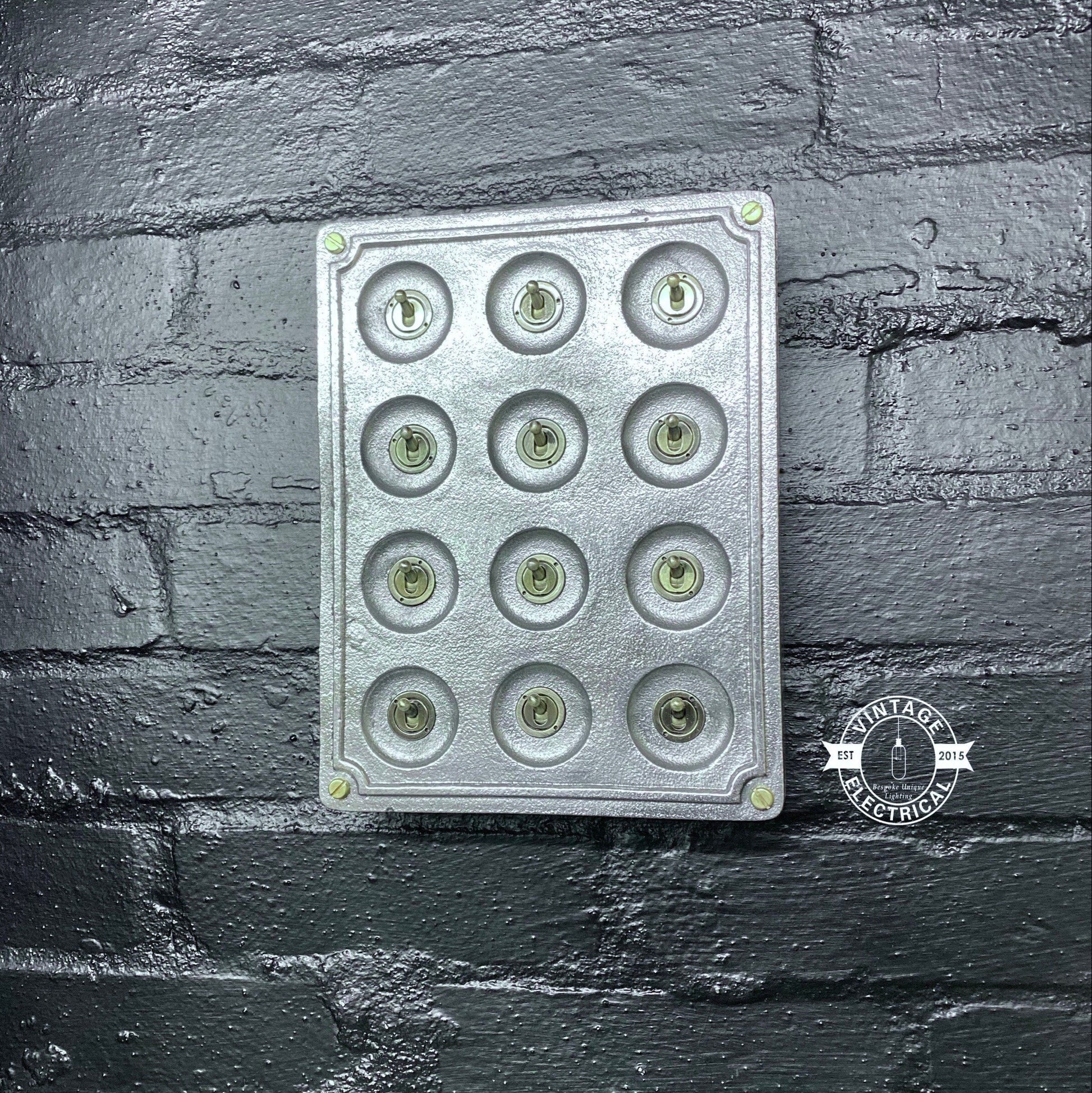 12 Gang 2 Way Vintage Industrial Cast Metal Light Switch