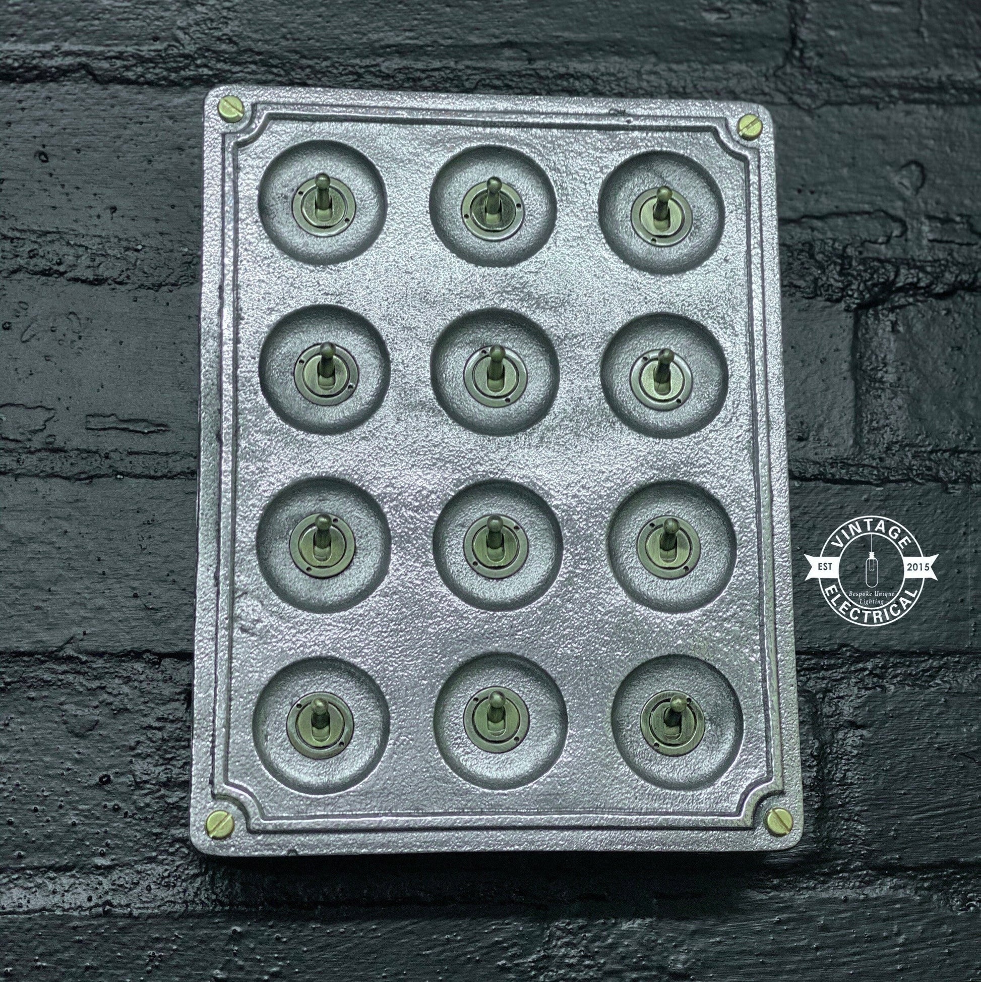12 Gang 2 Way Vintage Industrial Cast Metal Light Switch
