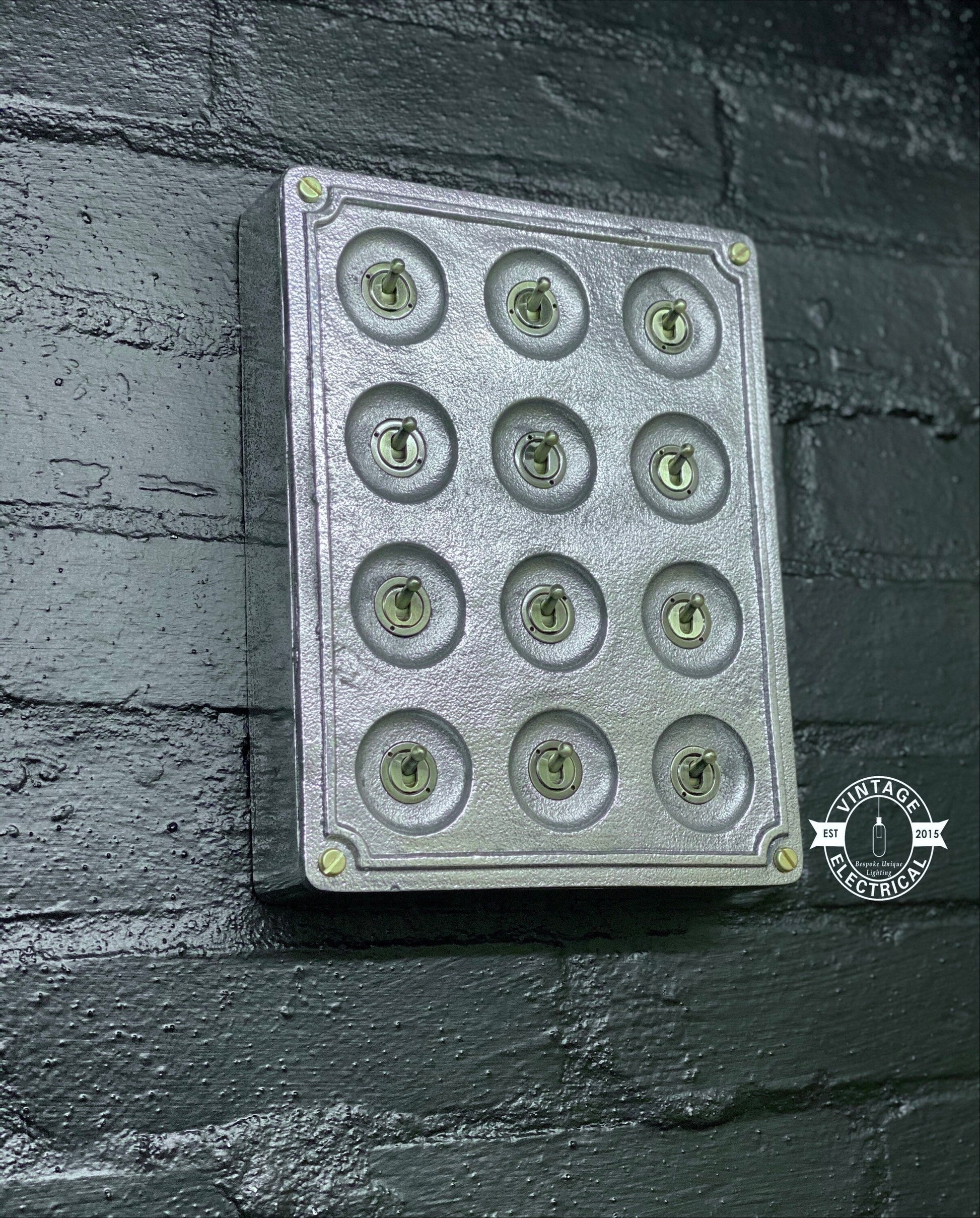 12 Gang 2 Way Vintage Industrial Cast Metal Light Switch