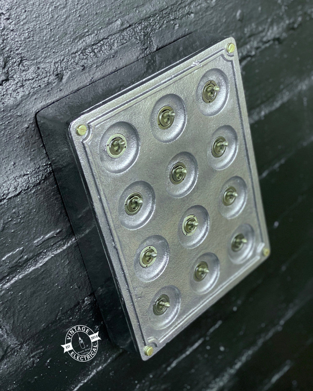 12 Gang 2 Way Vintage Industrial Cast Metal Light Switch