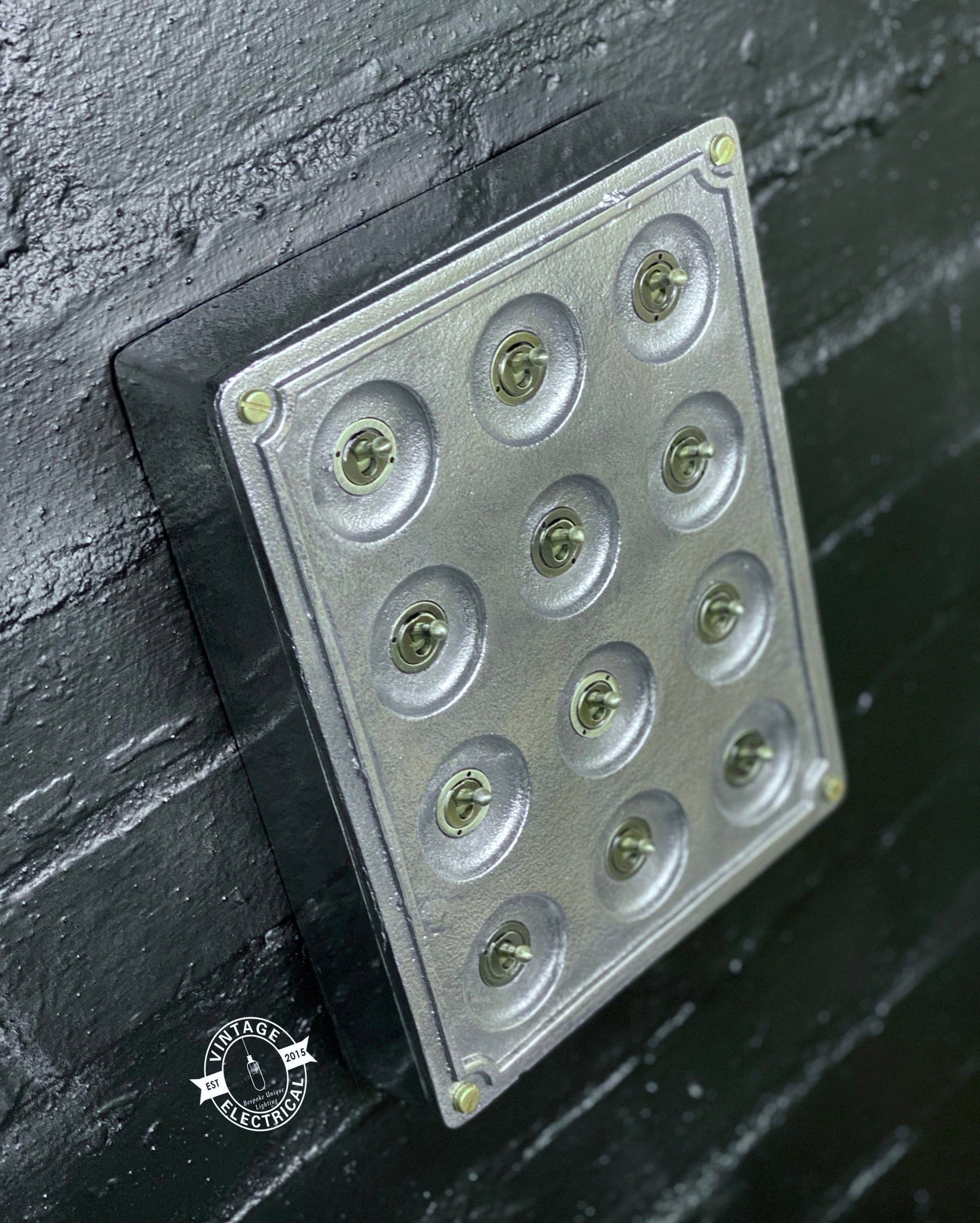 12 Gang 2 Way Vintage Industrial Cast Metal Light Switch