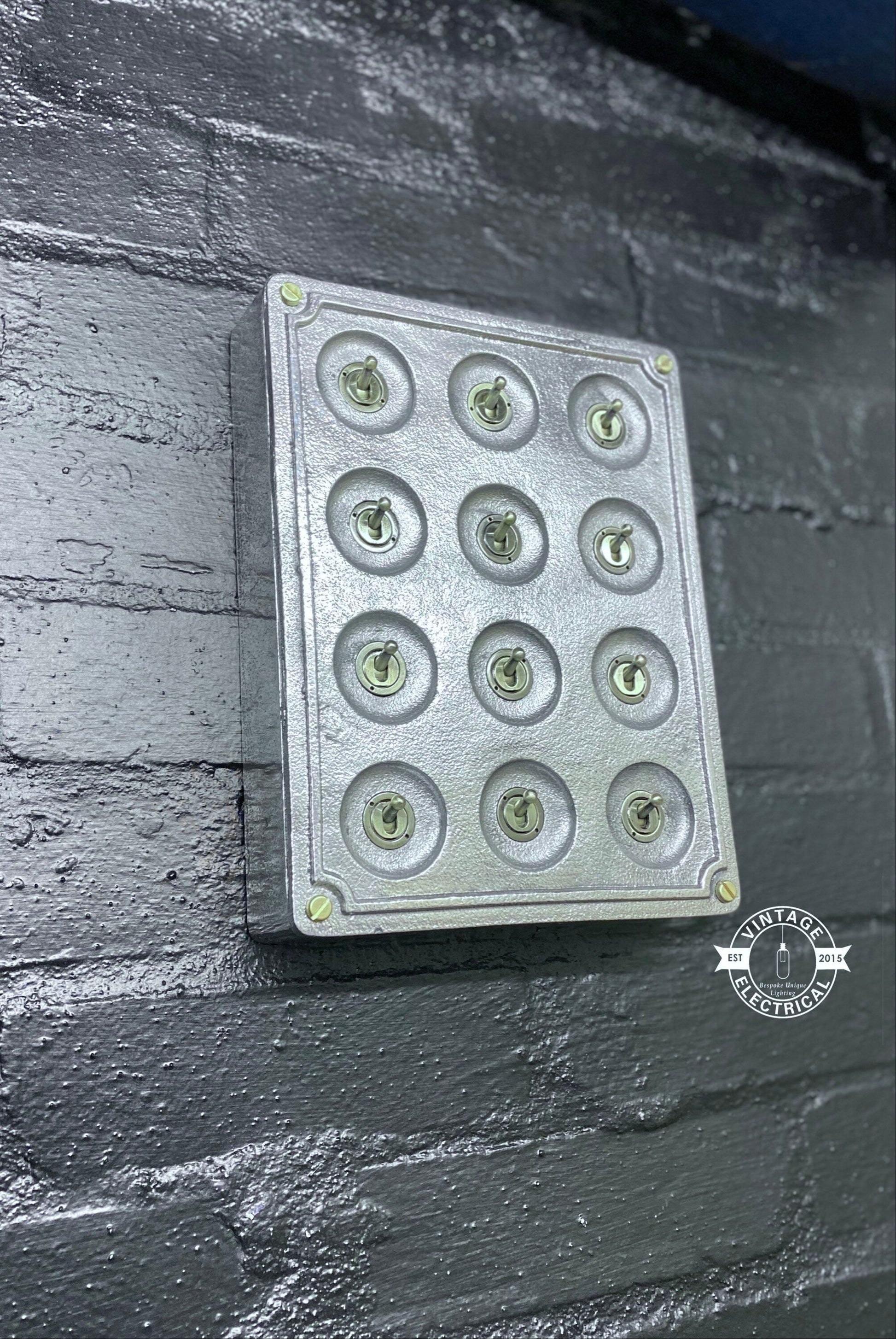 12 Gang 2 Way Vintage Industrial Cast Metal Light Switch
