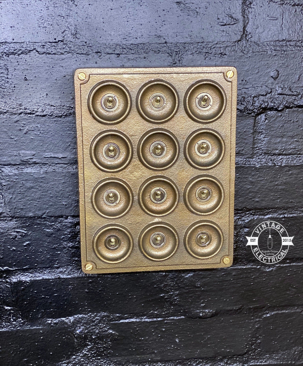 12 Gang 2 Way Bronze Cast Metal Surface Mount Light Switch Vintage Industrial Style