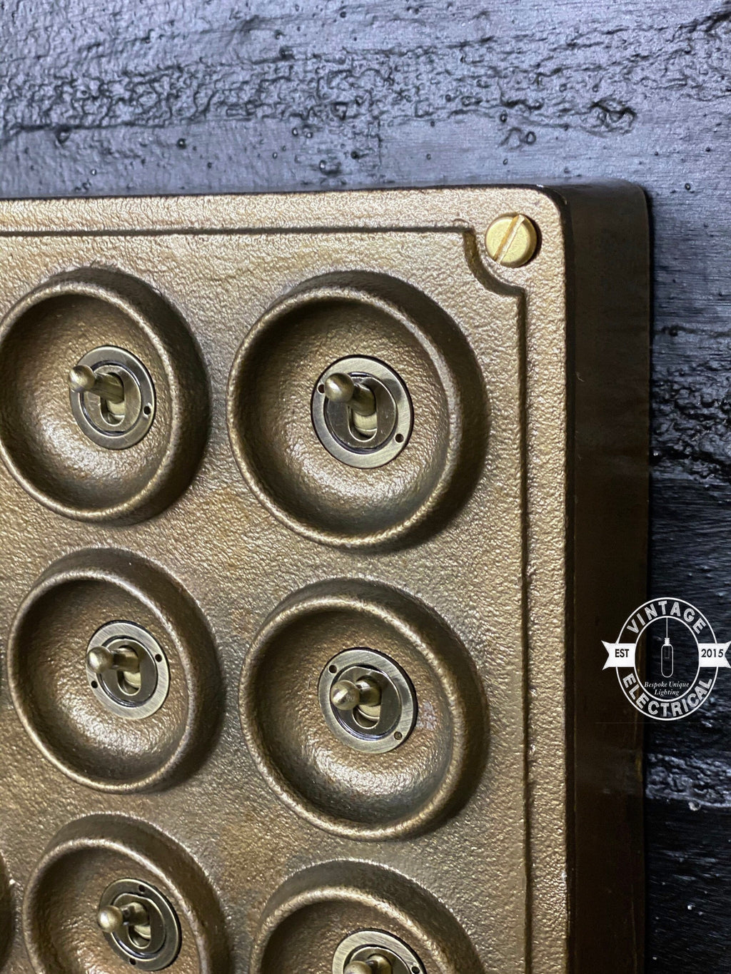 12 Gang 2 Way Bronze Cast Metal Surface Mount Light Switch Vintage Industrial Style