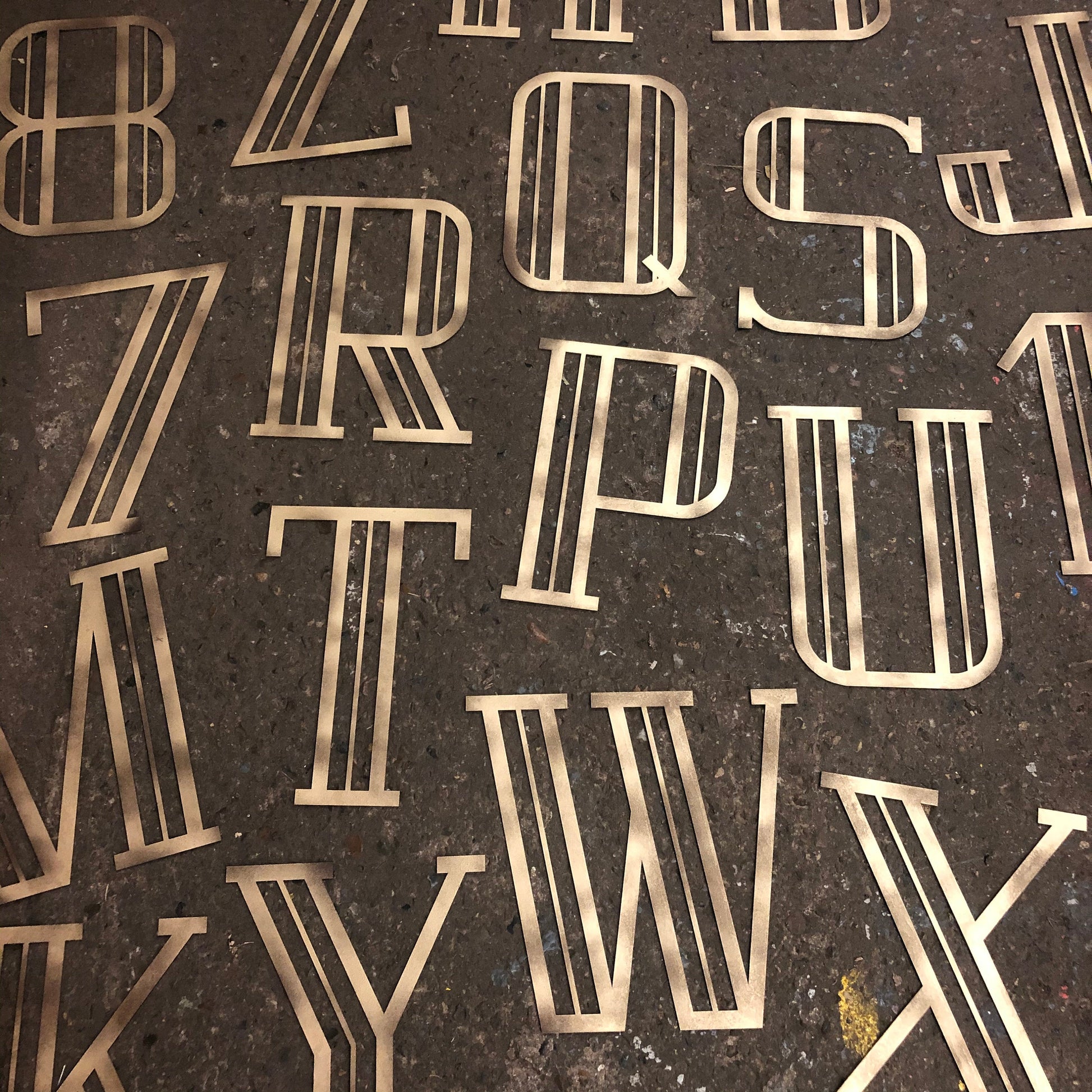 Gold Distressed Art Deco Metal Letters and Numbers 5 inch or 12 inch