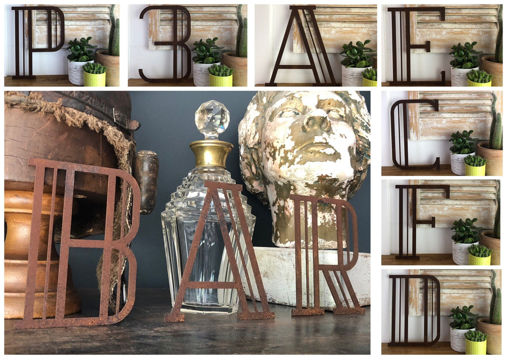 Rusty Metal Art Deco Lettering A-Z 0-9 in 5 inch or 12 inch