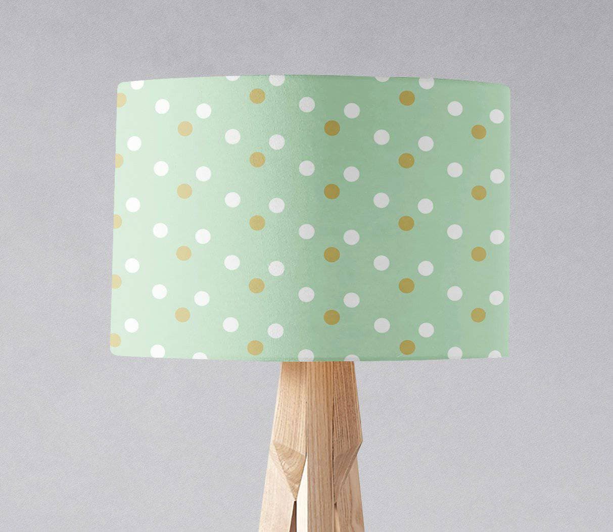 Mint Green Lampshade with Gold and White Spots