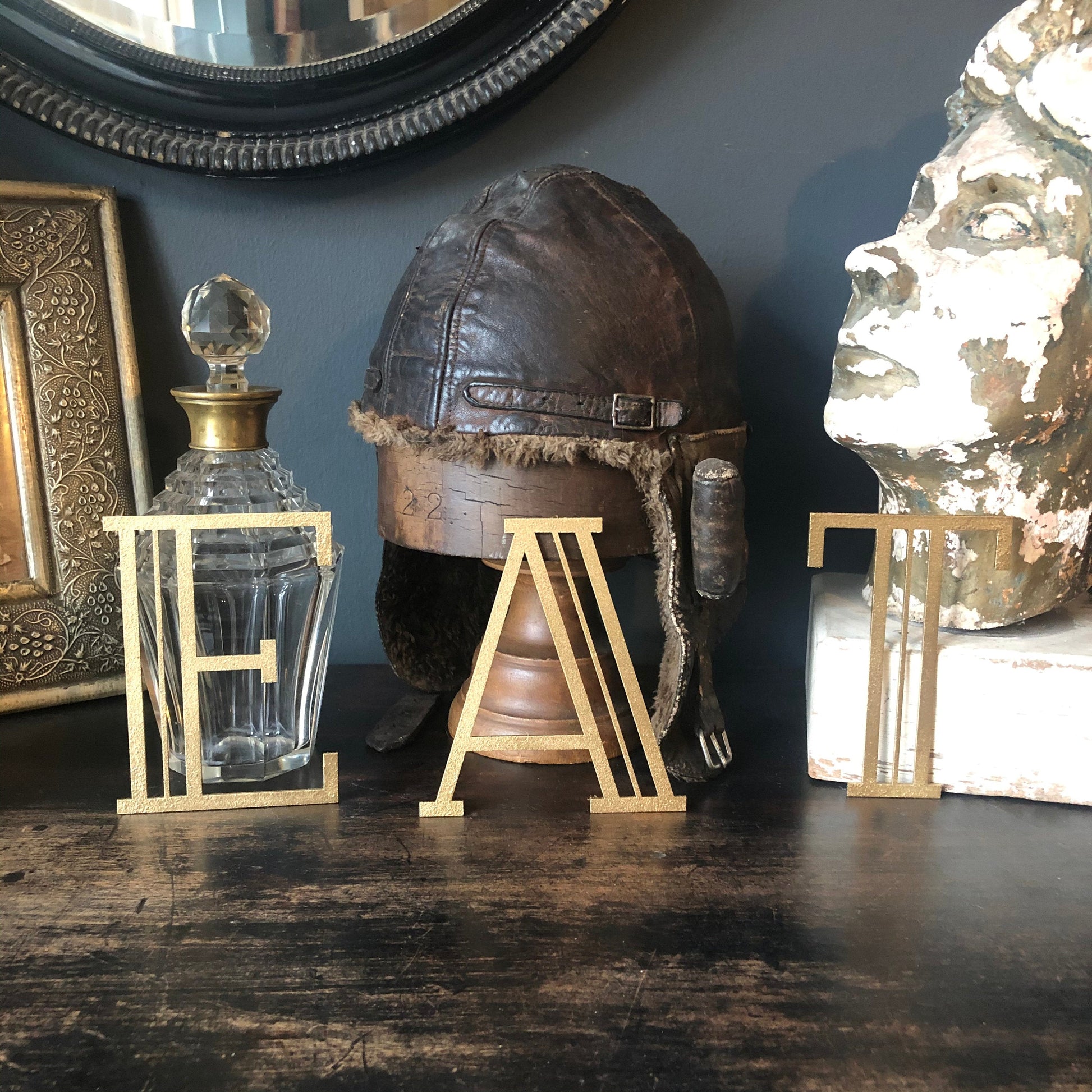 Gold Distressed Art Deco Metal Letters and Numbers 5 inch or 12 inch