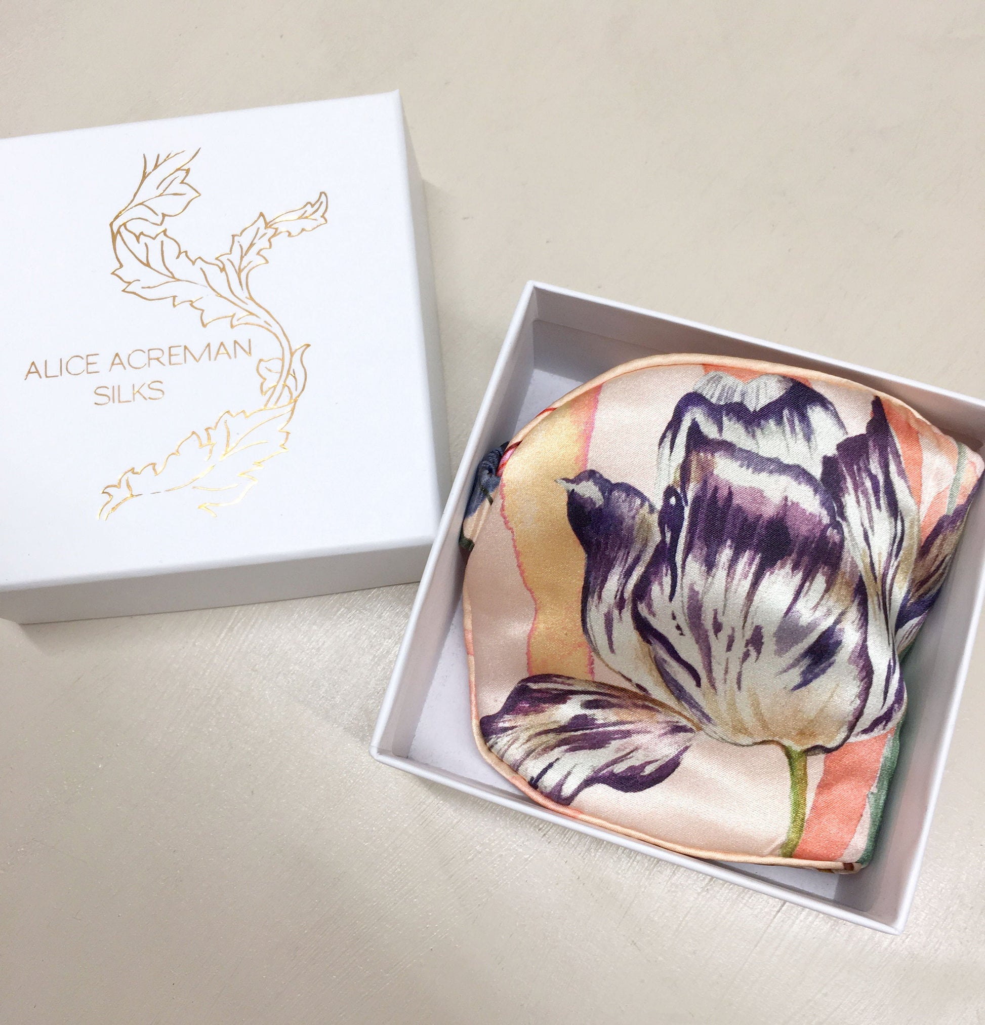 Silk Eye Mask with Tropical Floral Print