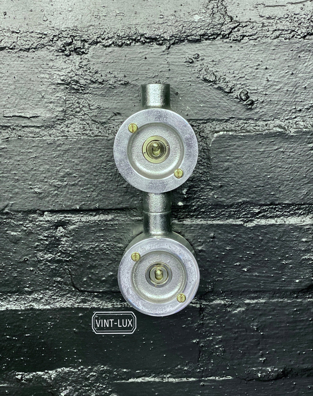 Double Gang 2 Way Industrial Vintage Cast Metal Light Switch