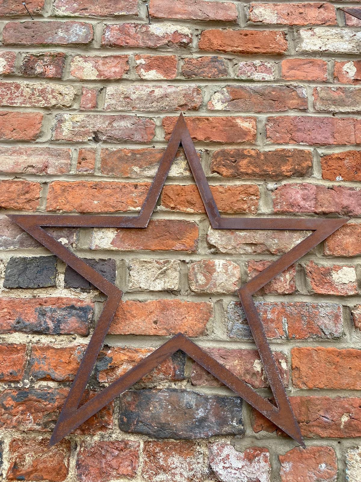 Set of 3 Large Rusty Metal Barn Stars