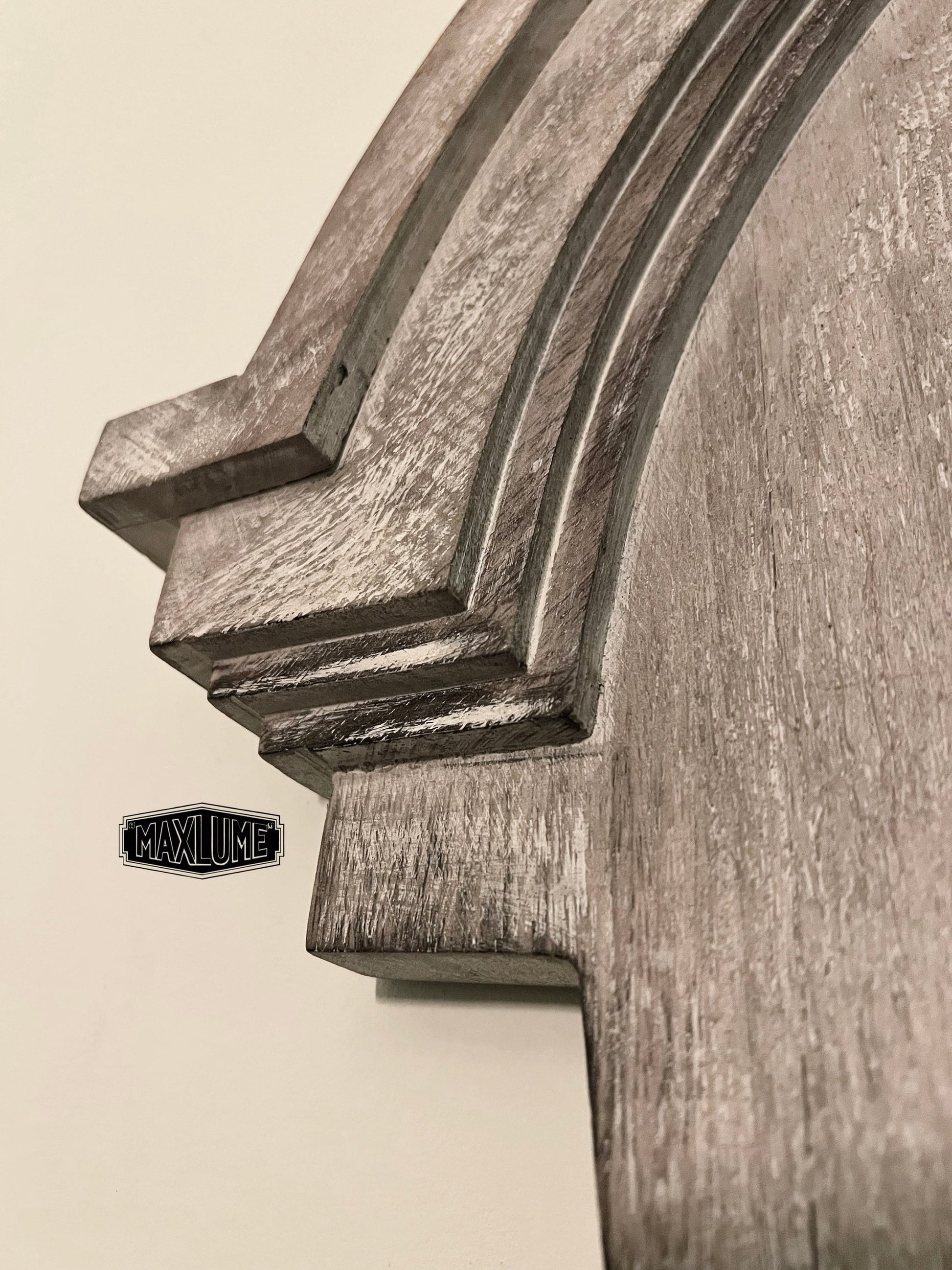 Mansard Arched Oval Mirror in White Washed Mango Wood