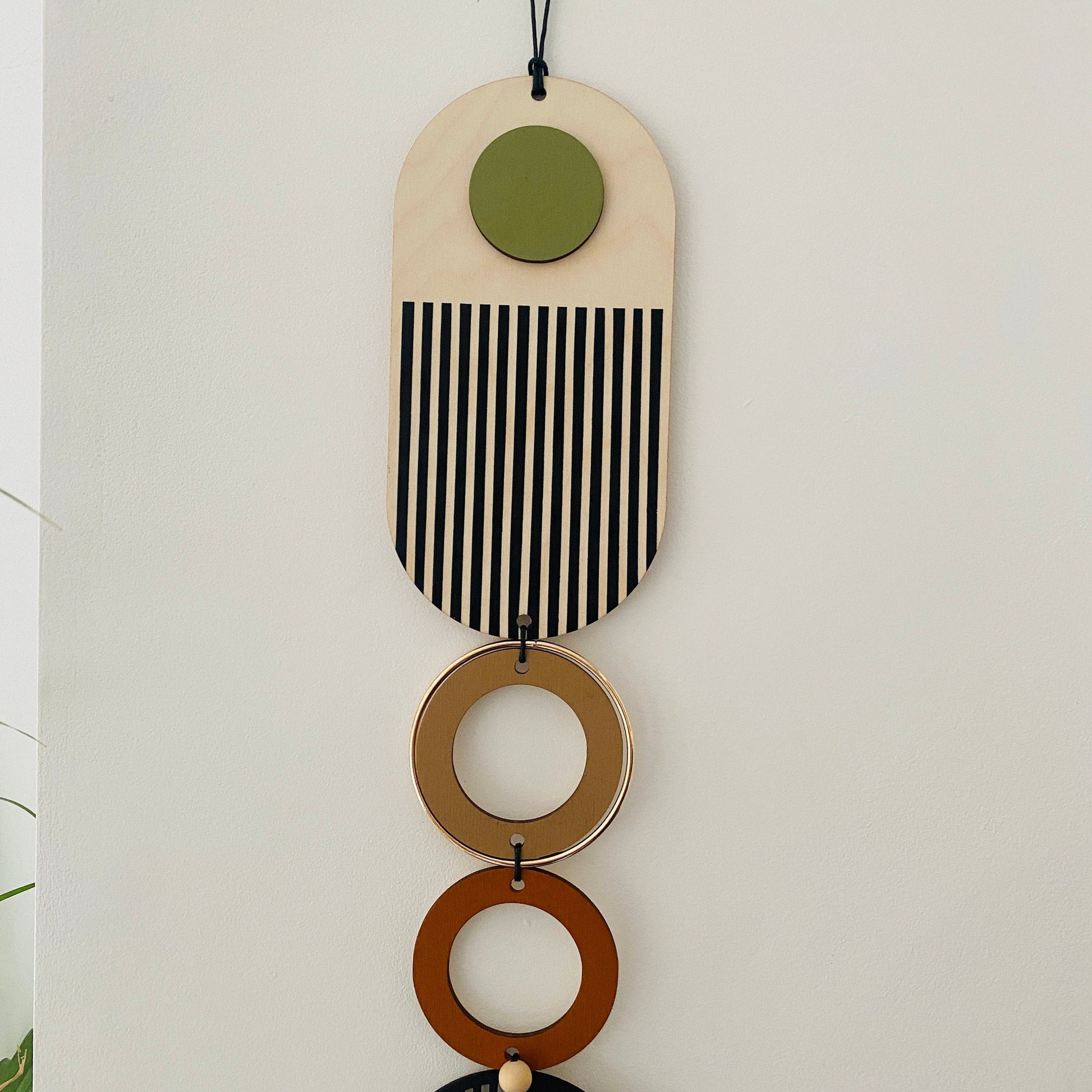 Modern Geometric Wall Art Hanging with Gold Metal Details