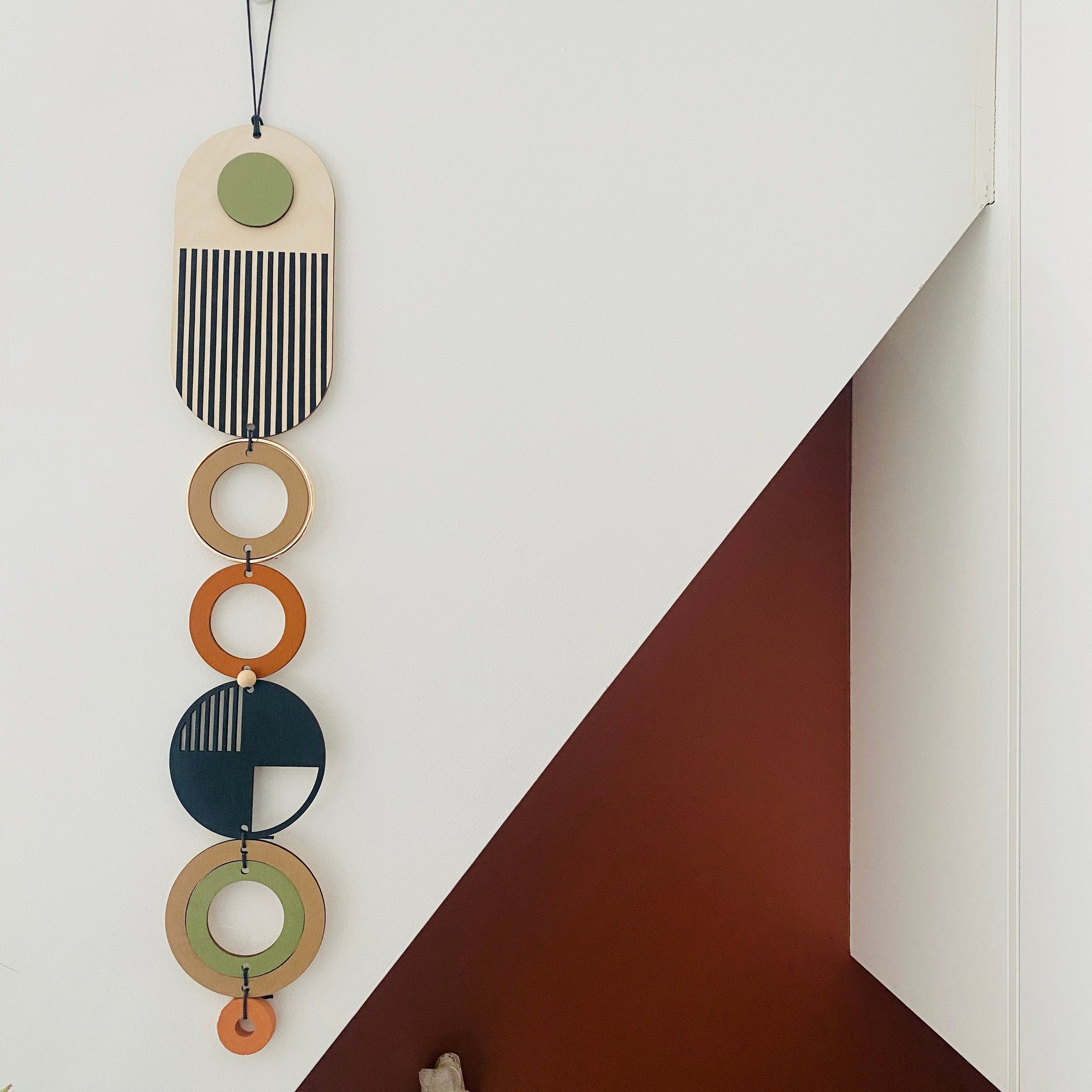 Modern Geometric Wall Art Hanging with Gold Metal Details