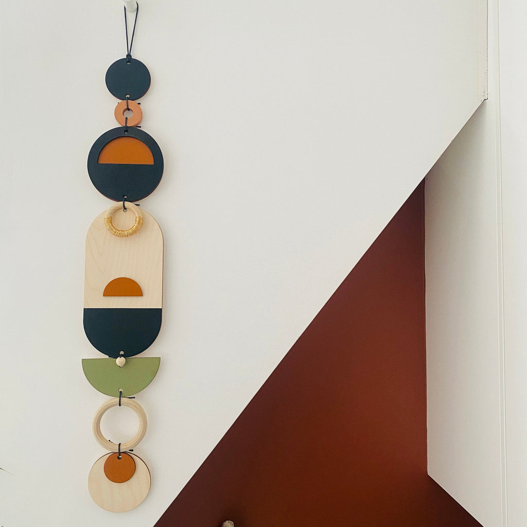 Modern Geometric Wall Art Handmade Wood Tapestry