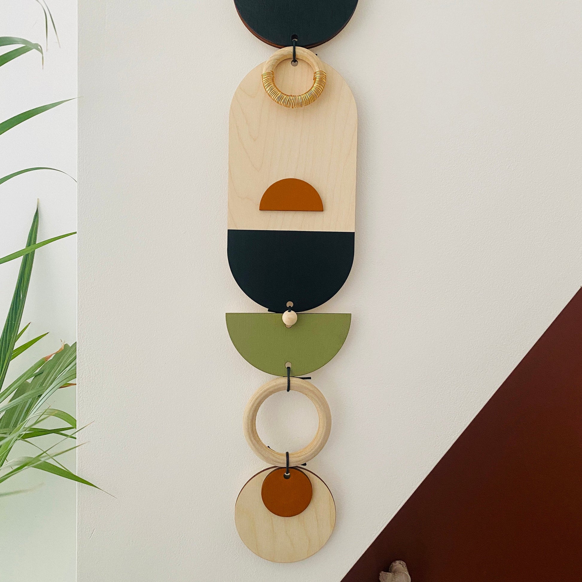 Modern Geometric Wall Art Handmade Wood Tapestry