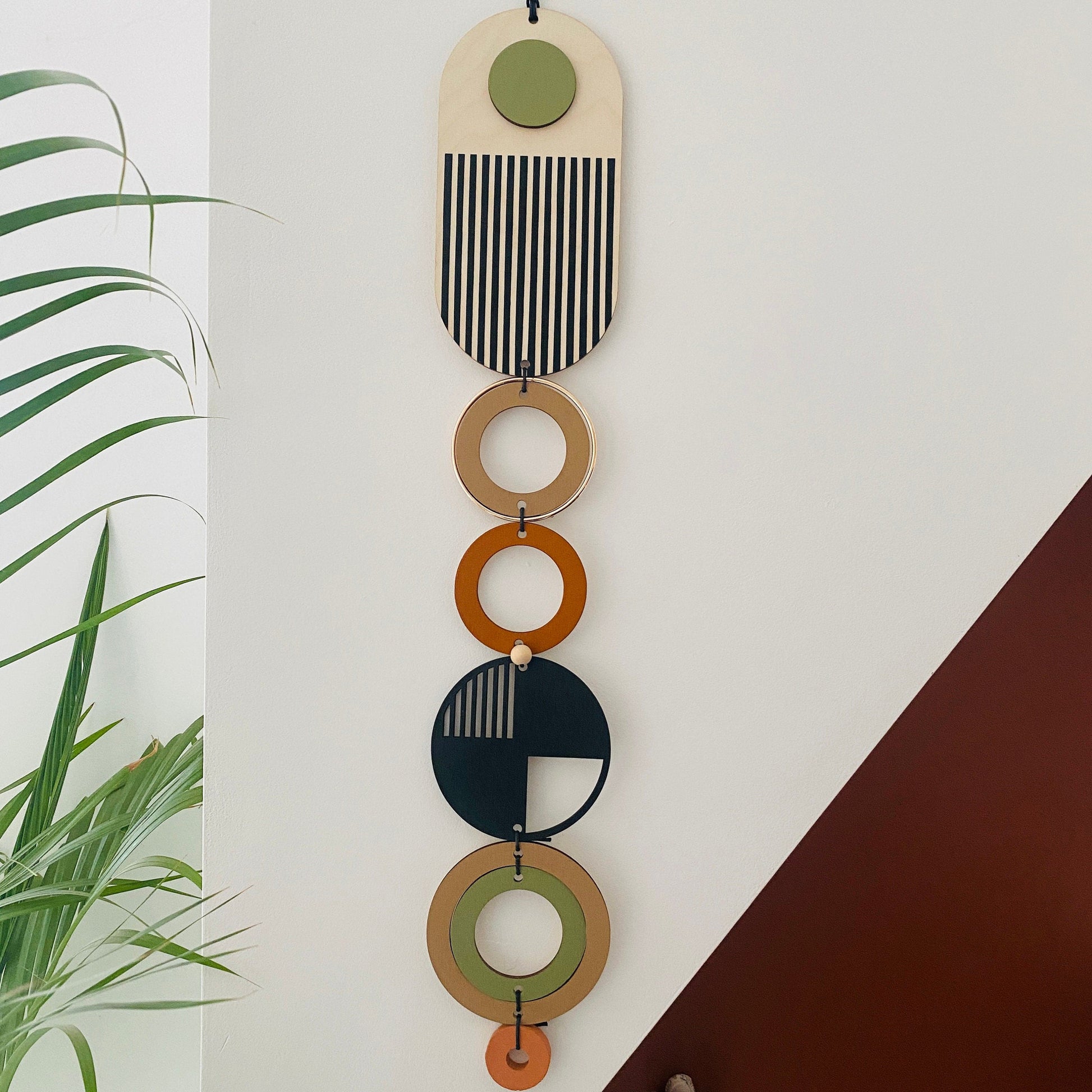 Modern Geometric Wall Art Hanging with Gold Metal Details