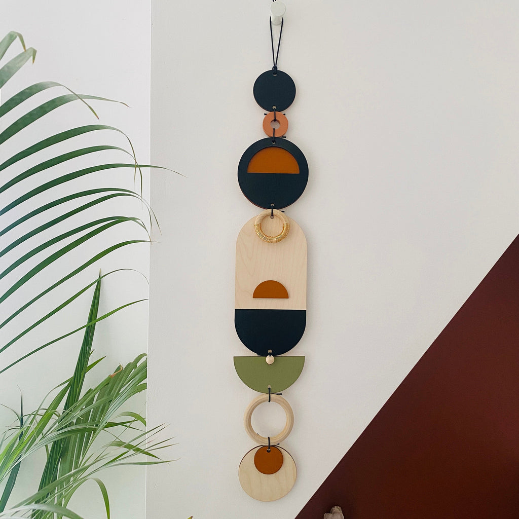 Modern Geometric Wall Art Handmade Wood Tapestry