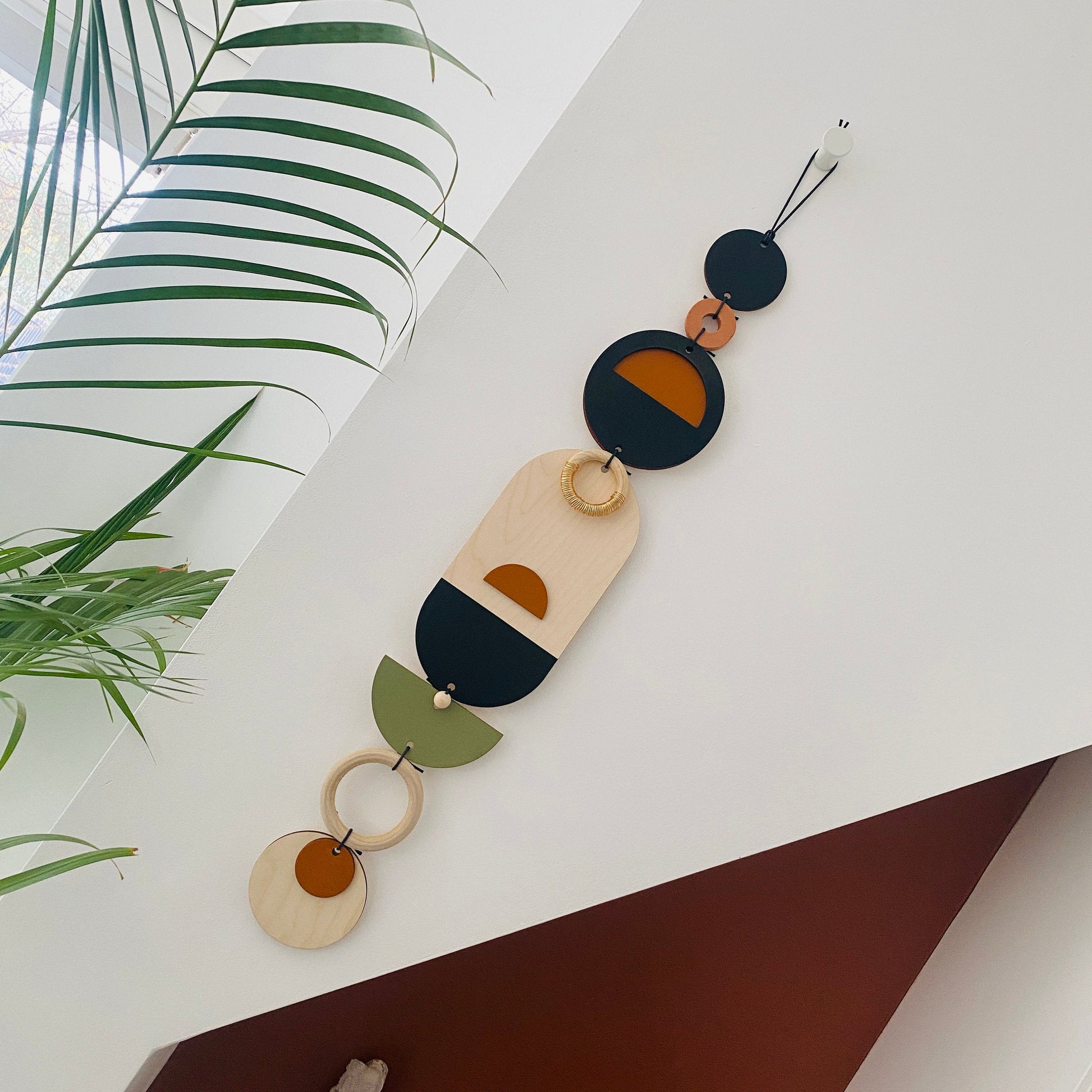 Modern Geometric Wall Art Handmade Wood Tapestry