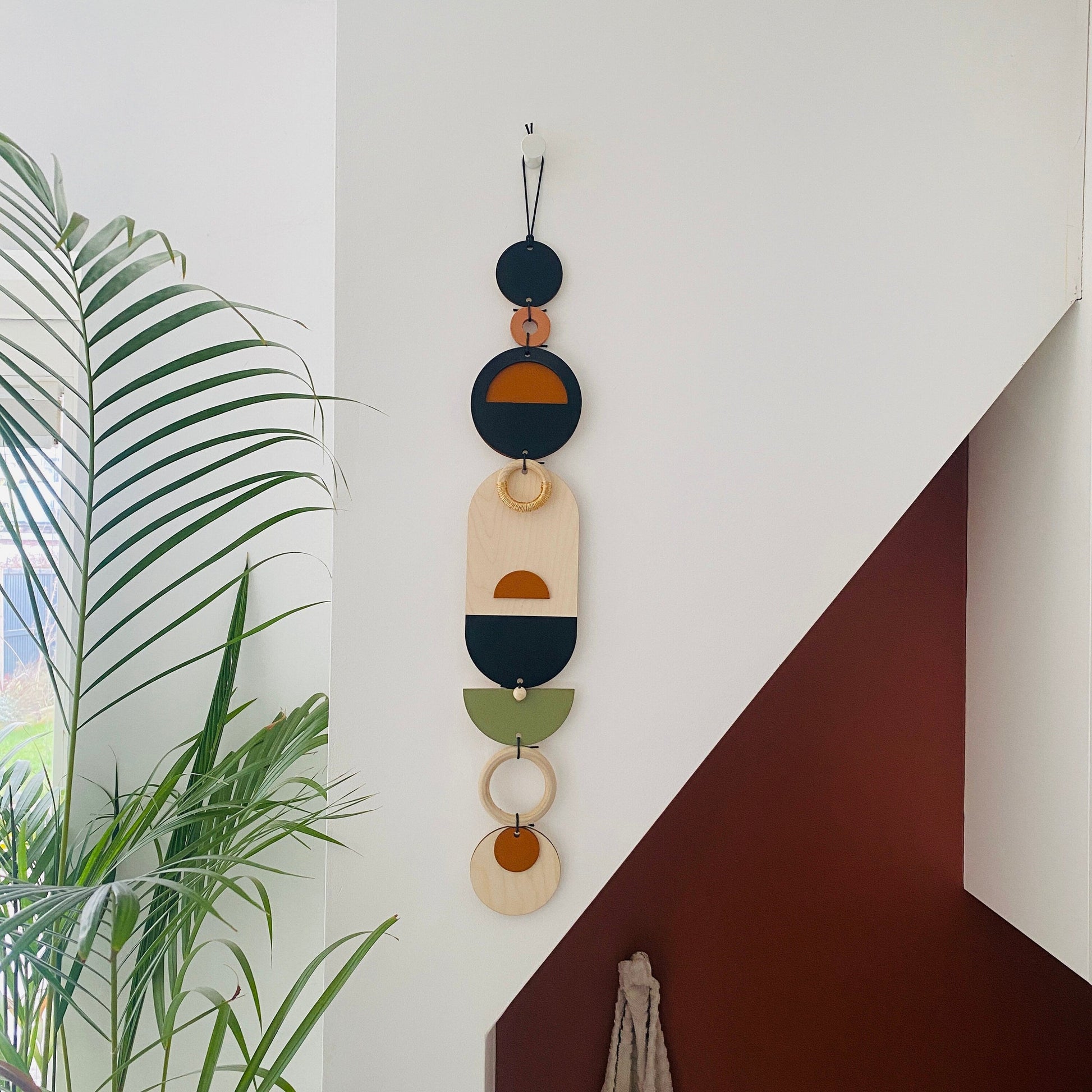 Modern Geometric Wall Art Handmade Wood Tapestry