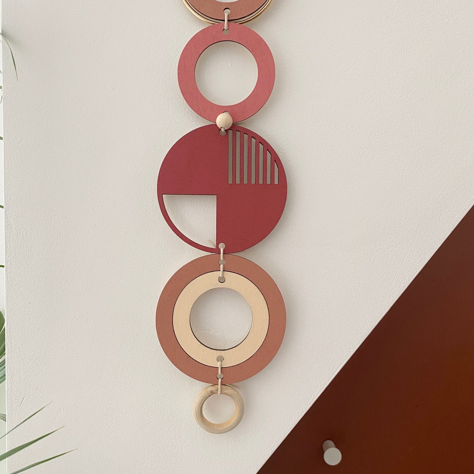 Pink and Gold Modern Wall Art Geometric Wooden Hanging