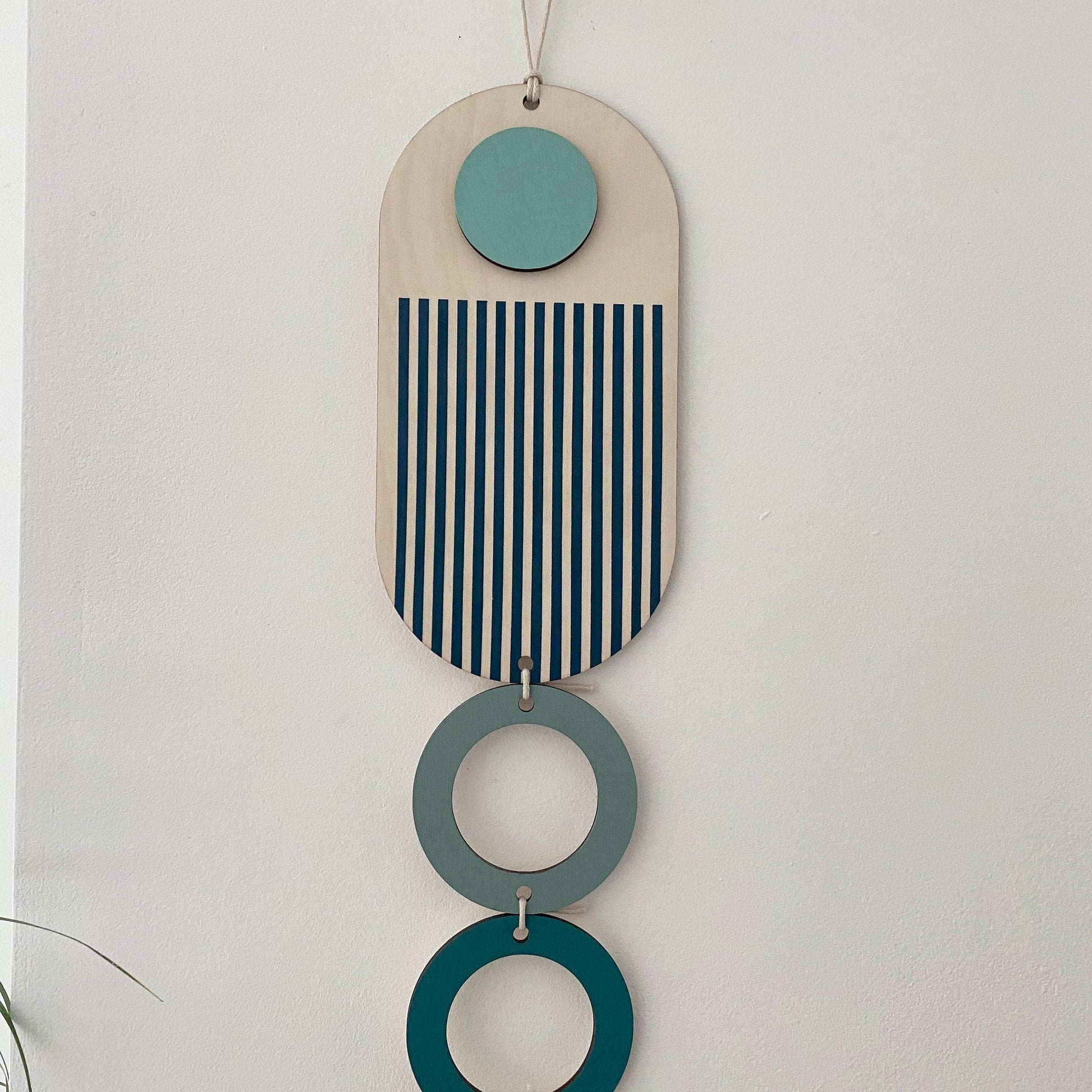 Blue Geometric Wall Art Handmade Modern Home Decor